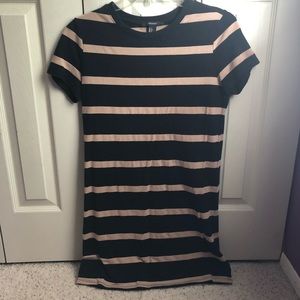 Black & nude striped t-shirt dress!